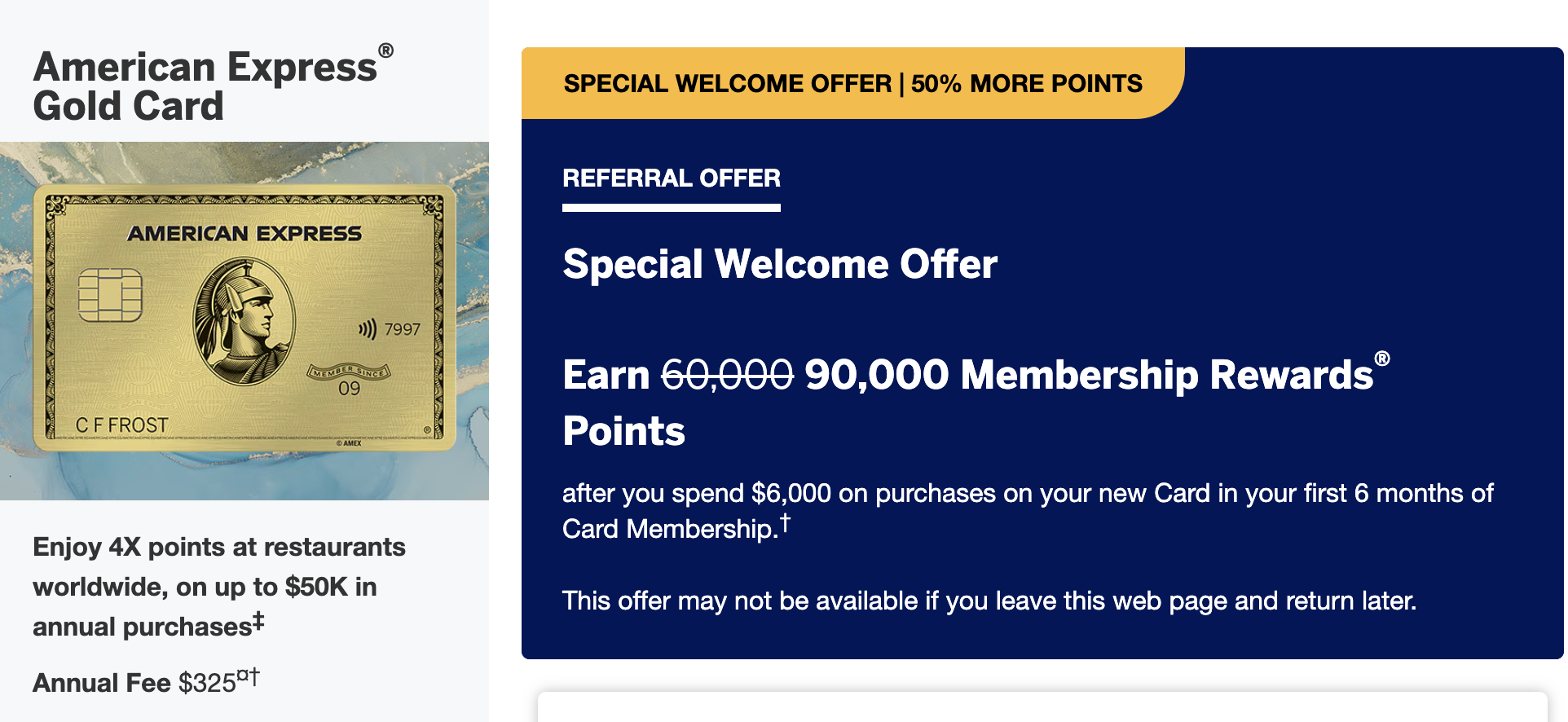 Amex Gold Referral Offer